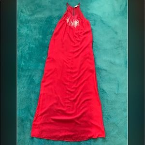 BCBGeneration fuschia fringe neck maxi dress sz S